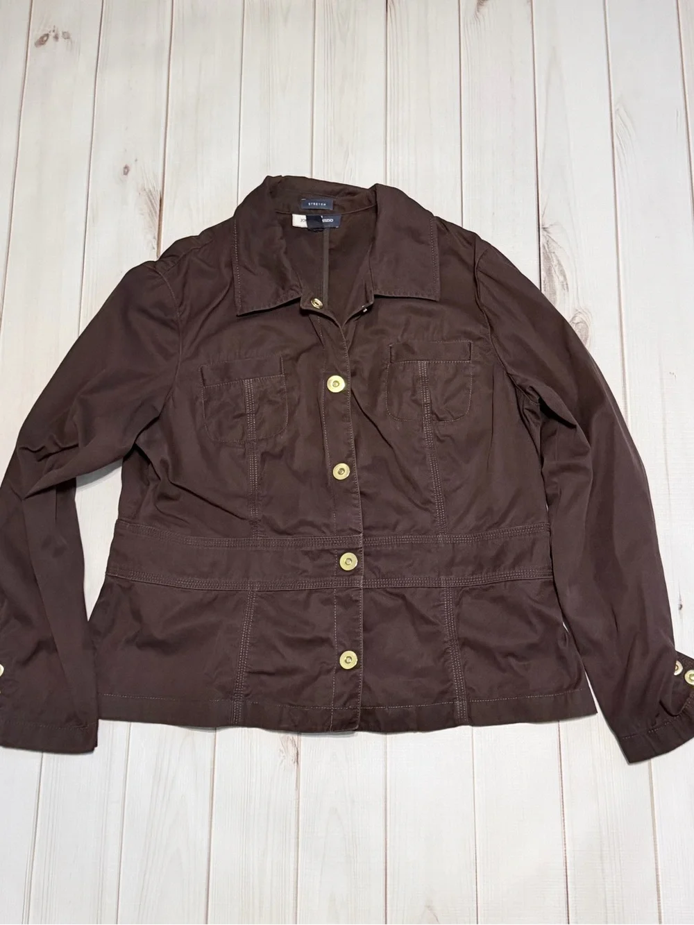 Jones New York Brown Button-Front Jean Jacket